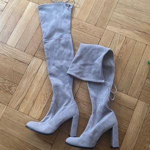 Stuart Weitzman Grey Suede Lace-Up Boots 9.5 M